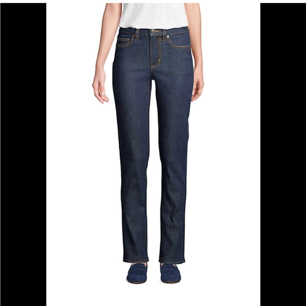Lands End PETITE 14P Mid rise straight jeans